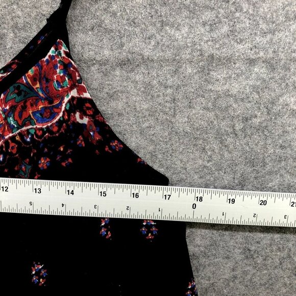 Express Maxi Dress Womens S Black Red Paisley Boho Cami Chiffon Split Front - Picture 9 of 11